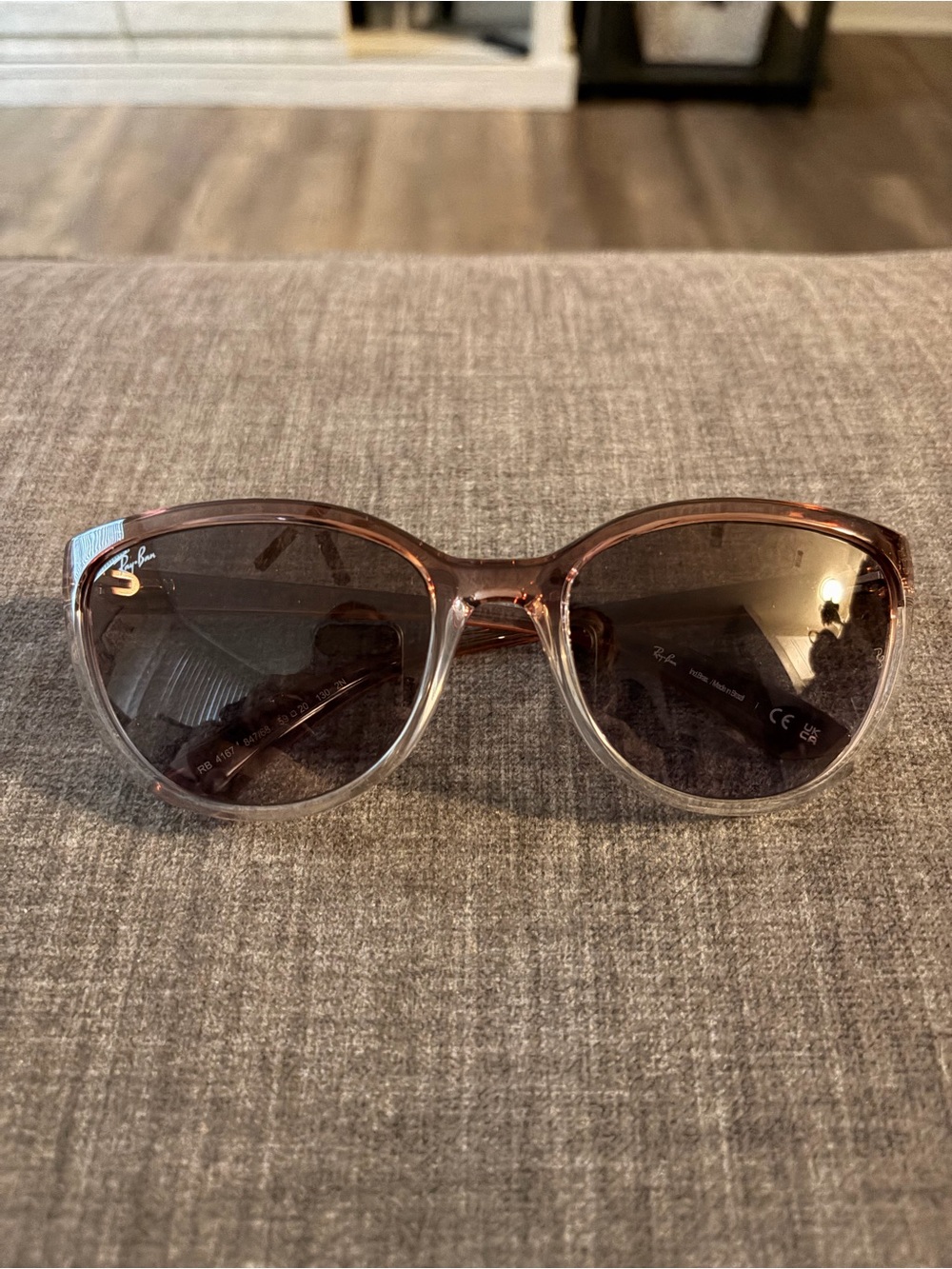 Ray-Ban Women's Brown Transparent Frame Sunglasses with Brown Gradient Lenses